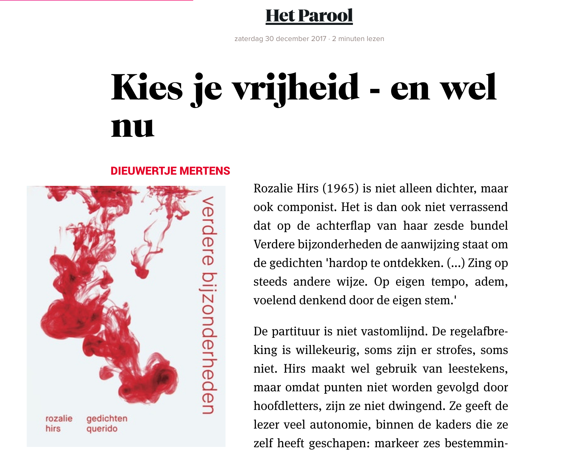 choose your freedom – review dieuwertje mertens, parool