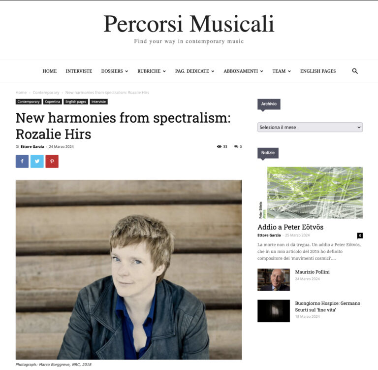 new harmonies from spectralism – interview percorsi musicali, italy